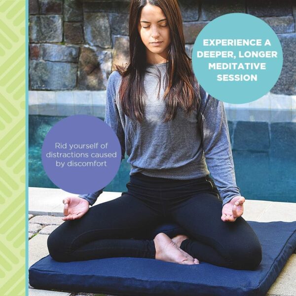 Bean's ZABUTON Meditation Cushions - Colorful Cotton Yoga Prayer Zen Kneeling Pad Base for Zafu Pillow - Medium & Large - Traditional Natural Recycled Cotton Fill - Floor Sitting Comfort - Made in USA