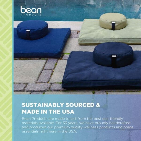 Bean's ZABUTON Meditation Cushions - Colorful Cotton Yoga Prayer Zen Kneeling Pad Base for Zafu Pillow - Medium & Large - Traditional Natural Recycled Cotton Fill - Floor Sitting Comfort - Made in USA