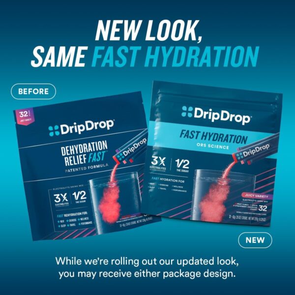 DripDrop Hydration - Bold Variety Pack - Electrolyte Drink Mix Single Serve Powder Packets - Watermelon, Berry, Lemon, Orange | Non-GMO, Gluten Free, Vegan | 16 Sticks
