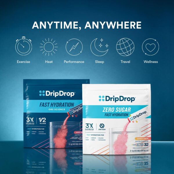 DripDrop Hydration - Bold Variety Pack - Electrolyte Drink Mix Single Serve Powder Packets - Watermelon, Berry, Lemon, Orange | Non-GMO, Gluten Free, Vegan | 16 Sticks