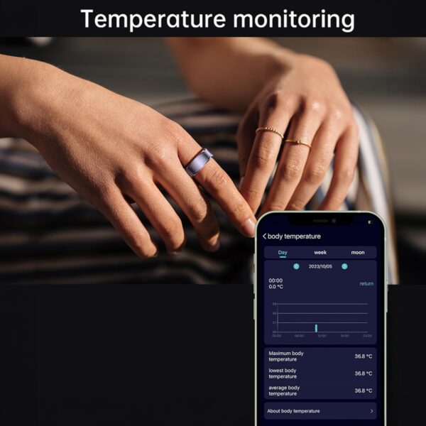 Smart Rings for Men & Women, NFC Fitness Ring with Sleep Body Temperature Monitoring Step Counter Function, IP68 Electronic Gadgets for Video Scrolling Page Flipping (18)