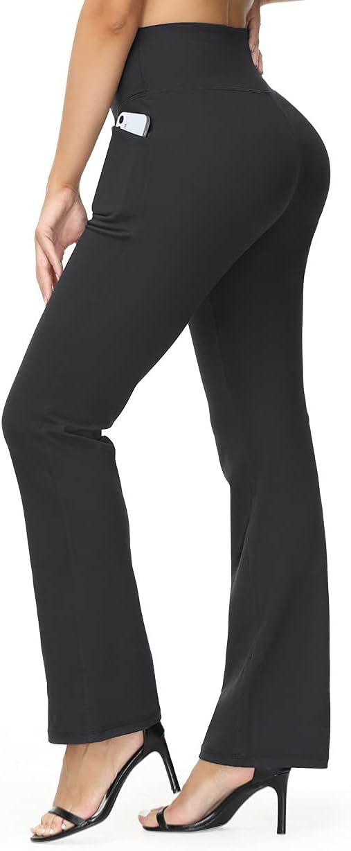 ALONG FIT Bootcut Yoga Pants for Women with Pockets Bootleg Dress Pants High Waisted Tummy Control Flared Workout Pants