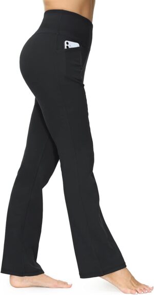 ALONG FIT Bootcut Yoga Pants for Women with Pockets Bootleg Dress Pants High Waisted Tummy Control Flared Workout Pants