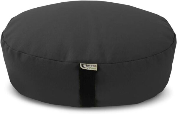 Bean's ZAFU - Meditation Floor Cushion - Oval Black Cotton Zen Yoga Pillow - Tibetan Style for Mindful Kneeling Prayer Seat - Made in USA - US Organic Buckwheat Hulls - Comfort Calm Contemplate