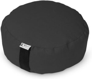 Bean's ZAFU - Meditation Floor Cushion - Round Black Cotton Zen Yoga Pillow - Tibetan Style for Mindful Kneeling Prayer Seat - Made in USA - US Organic Buckwheat Hulls - Comfort Calm Contemplate