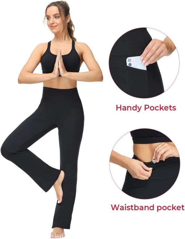ALONG FIT Bootcut Yoga Pants for Women with Pockets Bootleg Dress Pants High Waisted Tummy Control Flared Workout Pants