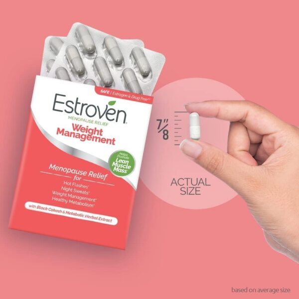 Estroven Weight Management for Menopause Relief - 60 Ct. - Clinically Proven Ingredients Help Manage Weight, Provide Night Sweats & Hot Flash Relief - Drug-Free & Gluten-Free