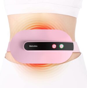 Portable Cordless Heating Pad, Heating Pad for Back Pain with 3 Heat Levels & 3 Vibration Massage Modes, Portable Electric Fast Heating Belly Wrap Belt for Women and Girl(Pink)