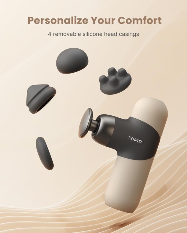 RENPHO Mini Thermal Massage Gun with Heat, FSA HSA Eligible Portable Deep Tissue Percussion Massager, Color Silicone Sleeves Travel Size with Carry Case, Gifts for Women Men Grey