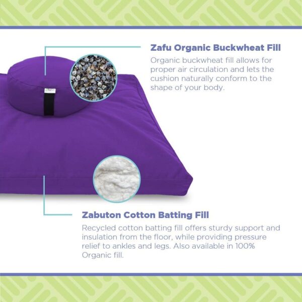 MEDITATION CUSHION SET - Zafu and Zabuton Meditation Pillow - Yoga Cushion, Meditation Pillows for sitting on floor, Cotton Yoga Pillow - Round, BLACK - Traditionally MADE IN USA