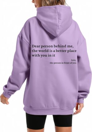 Dear Person Behind Me You Are Enough Hoodie for Women Teen Girls Oversized Aesthetic Graphic Sweatshirt Pullover Top