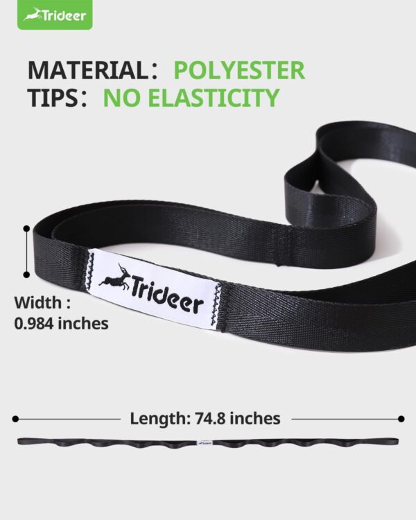 Trideer Stretching Strap Yoga Strap Physical Therapy for Home Workout, Exercise, Pilates and Gymnastics, 10 Loops Non-Elastic Stretch Bands with Aesthetic Packaging for Women & Men