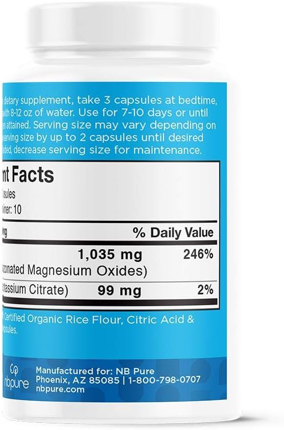 nbpure MagO7 - Natural Colon Cleanse & Detox - Occasional Constipation Relief, Stool Softening, & Bloating Support for Men & Women - Ozonated Magnesium Oxide, 30 Capsules