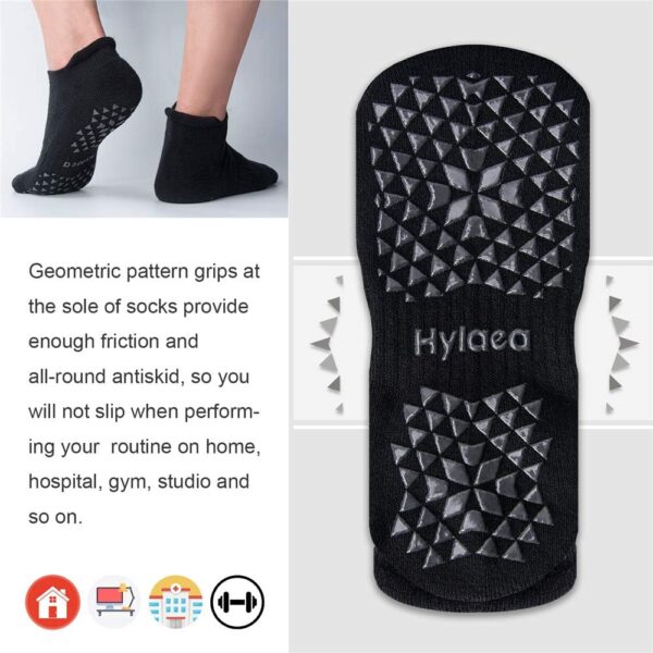 Hylaea Unisex Non Slip Socks with Grip for Yoga, Hospital, Pilates, Barre | Ankle, Cushioned