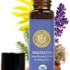 Organic Meditation Essential Oil Empowering Blend Roll On,100% Pure USDA Certified Aromatherapy for Chakra Healing, Focus, Calming, Mindfulness & Spiritual Well-Being -10ml Roller by Silk Road Organic