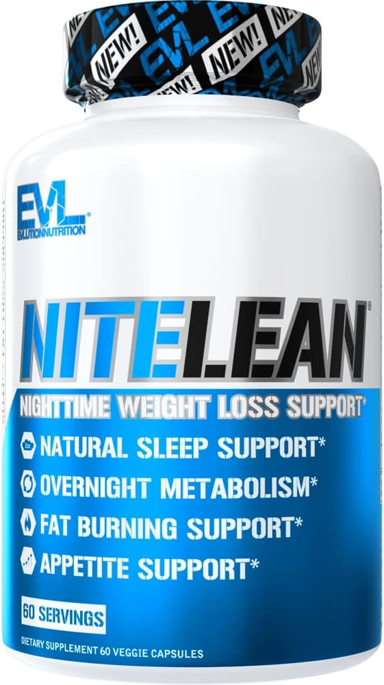 Evlution Nutrition Night Time Fat Burner Support - Overnight Sleep and Weight Loss Support Pills with Thermogenic Green Tea and White Kidney Bean Extract - Diet Pills That May Help Stubborn Fat Loss
