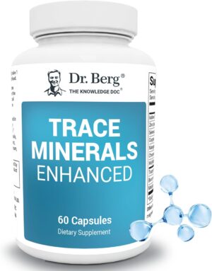 Dr. Berg Trace Minerals Enhanced Complex - Complete with 70+ Minerals Including 10 mg of Zinc - Dietary Supplement - 60 Capsules
