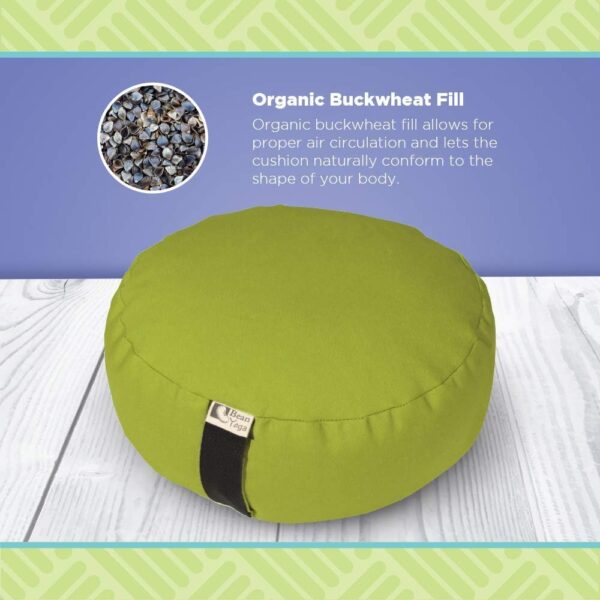 Bean's ZAFU - Meditation Floor Cushion - Round Black Cotton Zen Yoga Pillow - Tibetan Style for Mindful Kneeling Prayer Seat - Made in USA - US Organic Buckwheat Hulls - Comfort Calm Contemplate