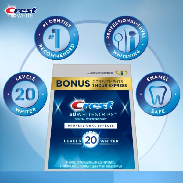 Crest 3D Whitestrips Professional Effects, Whitestrip 3D White, Teeth Whitening Strip Kit, 44 Strips (22 Count Pack), Crest Teeth Whitening Strips, Teeth Whitening Kit