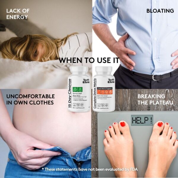 3pk Detox Cleanse Kick Off Weight Management | Colon Cleanser + Water Loss Pills w Dandelion + ACV Full Body Detox + Probiotics | For Flat Stomach, Waistline, Metabolism, Bloating – 90 Pills