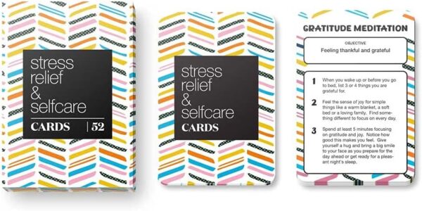 Allura & Arcia 52 Stress Less & Self Care Cards - Mindfulness & Meditation Exercises - Anxiety Relief & Relaxation