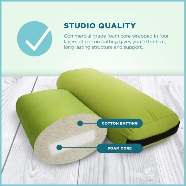 Bean Products Yoga Bolster - Made In The USA With Eco Friendly Materials - Round or Rectangular Support Cushions That Elevate Your Practice - Natural Cotton or Organic Hemp Cover