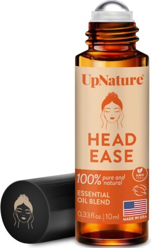 UpNature Head Ease Essential Oil Roll On Blend – Migraine Head Tension Comfort with Instant Cooling Effect – Nurse Accessories for Work