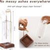 Ceremony Incense Holder, Wooden Incense Holder for Sticks with Glass Ash Catcher, Anti-ash Incense Burner with 20 Incense Sticks and a Ash Brush for Meditation Yoga Spa Room Decor