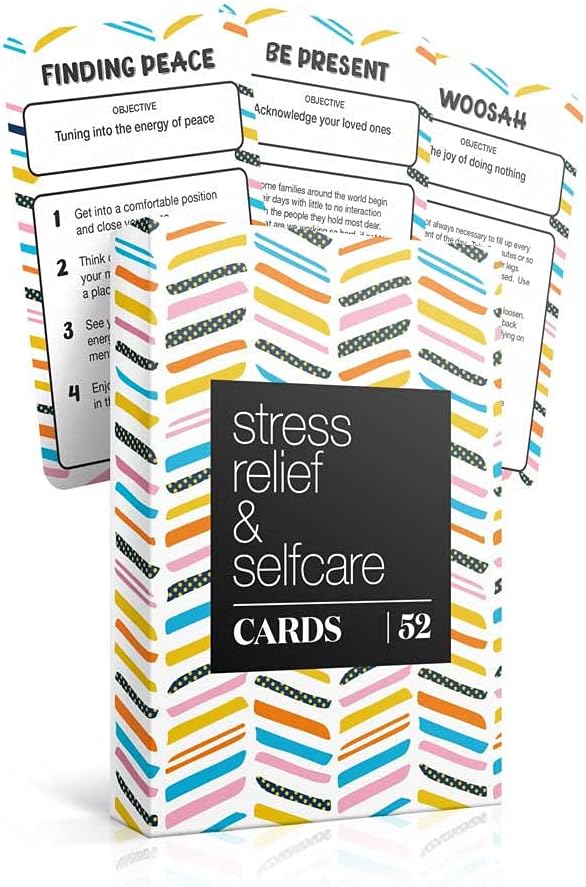 Allura & Arcia 52 Stress Less & Self Care Cards - Mindfulness & Meditation Exercises - Anxiety Relief & Relaxation