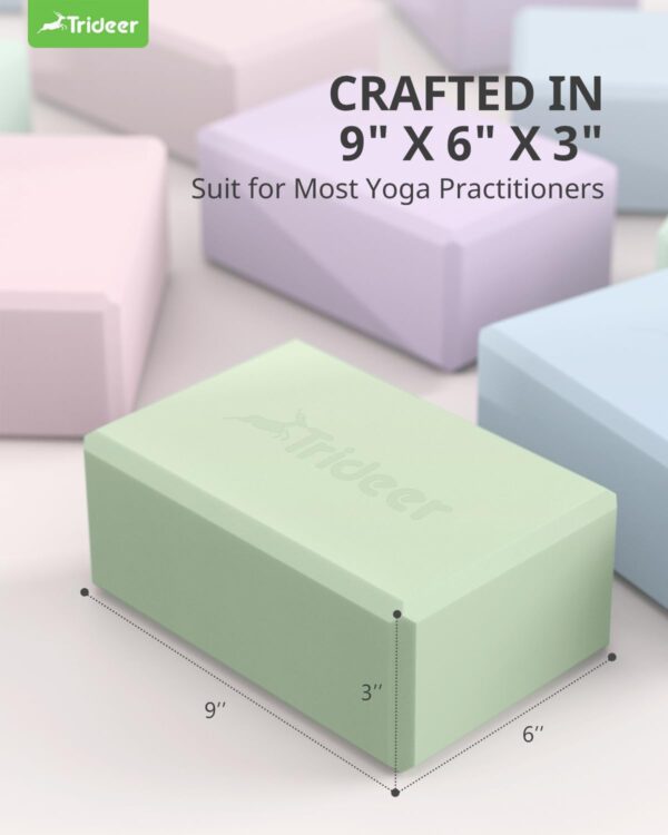 Trideer Yoga Block, Soft Non-Slip Surface Premium Foam Blocks, Supportive, Lightweight, Odor Resistant, Yoga Accessories for Pilates Meditation General Fitness Stretching Toning