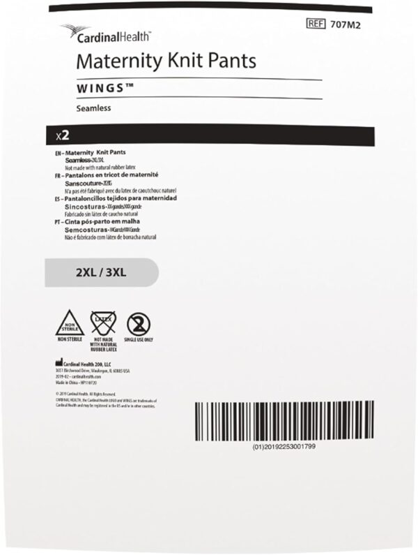 Cardinal Health™ Maternity Knit Underpants, Wings™, Seamless Sides, Gray Purple, 2X-Large/3X-Large, 1 Bag of 2