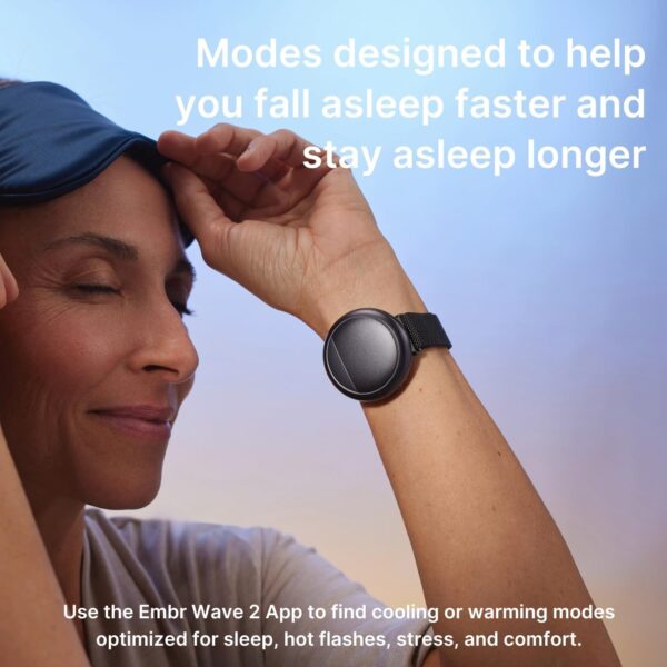 Embr Wave Cooling Bracelet - Warming Bracelet - Personalized Thermal Relief - Manage Hot Flashes, Night Sweats, Sleep, Tension - FSA HSA Eligible - Clinically Proven - Rechargeable - Black
