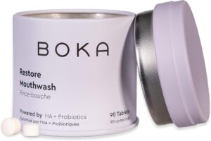 Boka Travel Size Mouthwash Tablets - Hydroxyapatite, Fluoride Free & Alcohol Free - Chewable Tablets to Freshen Breath, Kill Odor Quickly & Helps Remineralize Teeth - (90 Pcs, Mint)