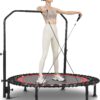 ANCHEER 40/48" Foldable Mini Trampoline,550LBS Max Load,Rebounder Trampoline for Adults with Adjustale Foam Bar&Resistance Ropes,Upgraded Bungee Cords,Fitness Trampoline Indoor/Outdoor