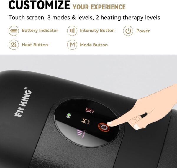FIT KING Hand Massager with Heat for Hand Massage and Arthritis Carpal Tunnel Finger Numbness Relief - Cordless & Portable & Touch Screen - Birthday Gifts for Women Men Parents- FSA HSA Eligible