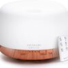 ASAKUKI 500ml Premium, Essential Oil Diffuser with Remote Control, 5 in 1 Ultrasonic Aromatherapy Fragrant Oil Humidifier Vaporizer, Timer and Auto-Off Switch Brown