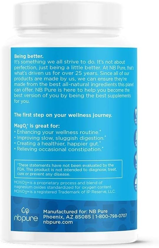 nbpure MagO7 - Natural Colon Cleanse & Detox - Occasional Constipation Relief, Stool Softening, & Bloating Support for Men & Women - Ozonated Magnesium Oxide, 30 Capsules