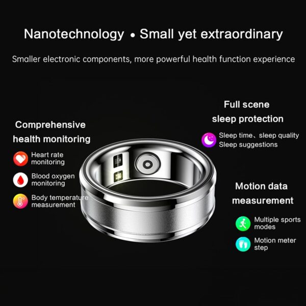 Smart Rings for Men & Women, NFC Fitness Ring with Sleep Body Temperature Monitoring Step Counter Function, IP68 Electronic Gadgets for Video Scrolling Page Flipping (20)