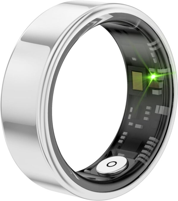 Smart Ring Sleep Tracker,Fitness Tracking Wearable with Heart Rate,Blood Oxygen,Distance,Calories Monitoring,Air Gestures,Remote Photograph,IP68 Waterproof for iOS/Android(Silver,11)