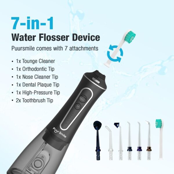 Professional Water Flosser - Advanced Dental Care for a Healthier Mouth, Gum, and Teeth - IPX7 Waterproof Oral Irrigator | 7 Replacement Tips, Travel-Friendly, Rechargeable - Oral Hygiene