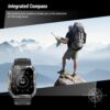 Military Smart Watch for Men (Answer/Make Calls), 2.01'' Smart Watch for Android and iPhone, Fitness Tracker with Flashlight/Compass/100 Days Battery/Heart Rate/Sleep/100+ Sport Modes(2 Straps)
