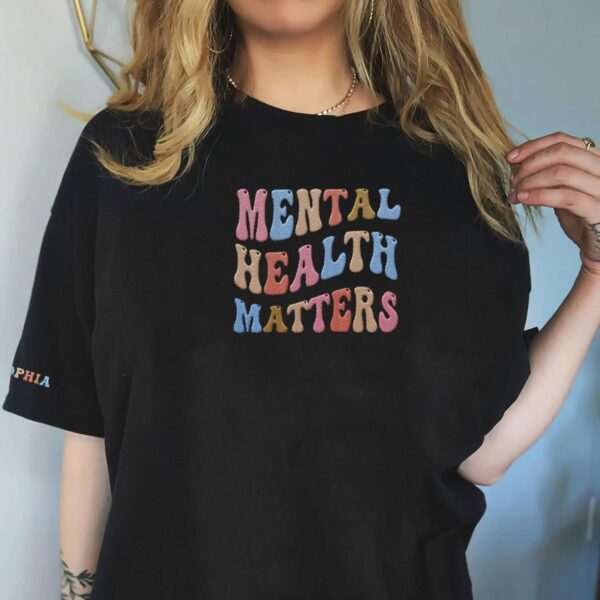 Custom Mental Health Matters Embroidered Sweatshirt for Women Crewneck Psychology Therapist Awareness Pullover Tops