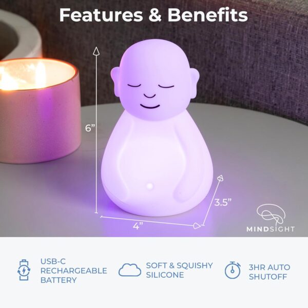 Mindsight 'Breathing Buddha' Guided Visual Meditation Tool for Mindfulness | Slow Your Breathing & Calm Your Mind for Stress & Anxiety Relief | Perfect for Adults & Kids | Relaxing Self Care Gift