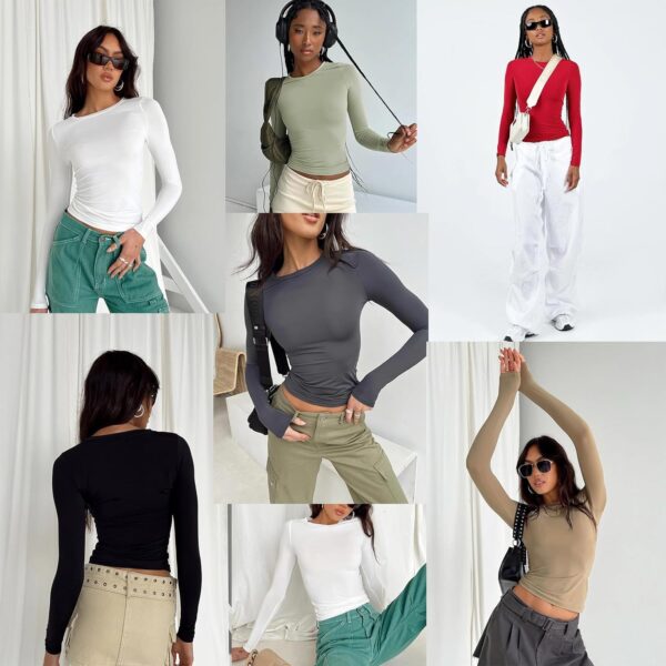 Abardsion Women's Casual Basic Going Out Crop Tops Slim Fit Short Sleeve Crew Neck Tight T Shirts
