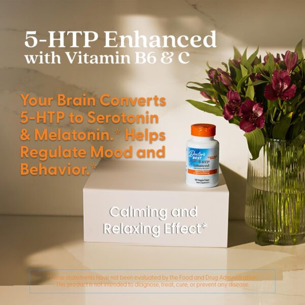 Doctor's BEST 5-HTP Enhanced with Vitamins B6 and Vitamin C, Supports Mental & Emotional Well-Being, Non-GMO, Vegan, Gluten Free, Soy Free, 100 Mg, 120 Veggie Caps