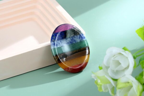 Thumb Worry Stone Crystals for Anxiety 7 Chakra Oval Crystals and Healing Stones Natural Tiny Meditation Accessories Mental Health Gifts Fidget Depression Stress Anxiety Relief Items for Women