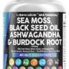 Clean Nutraceuticals Sea Moss Black Seed Oil Ashwagandha Turmeric Bladderwrack Burdock & Vitamin C Vitamin D3 with Elderberry Manuka Dandelion Yellow Dock Iodine Chlorophyll ACV