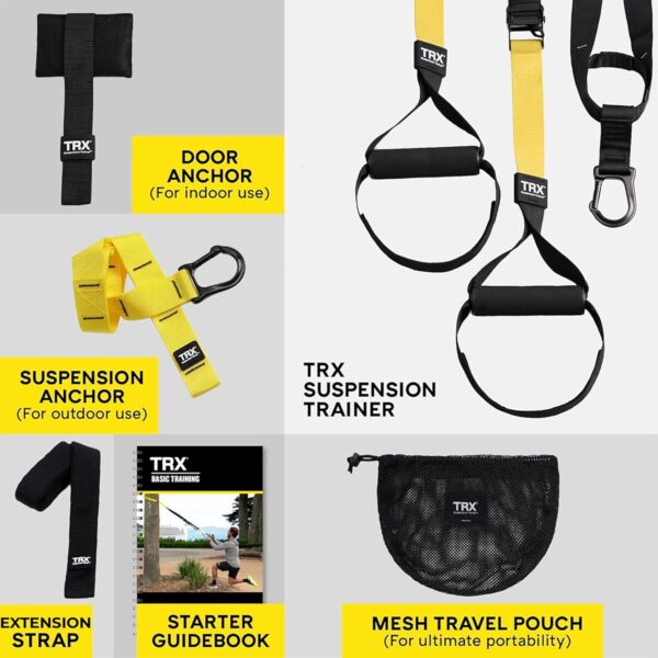 TRX All-in-One Suspension Training System for Weight Training, Cardio, Cross-Training & Resistance Training, Full-Body Workouts for Home, Travel, and Outdoors, Includes Indoor & Outdoor Anchor System