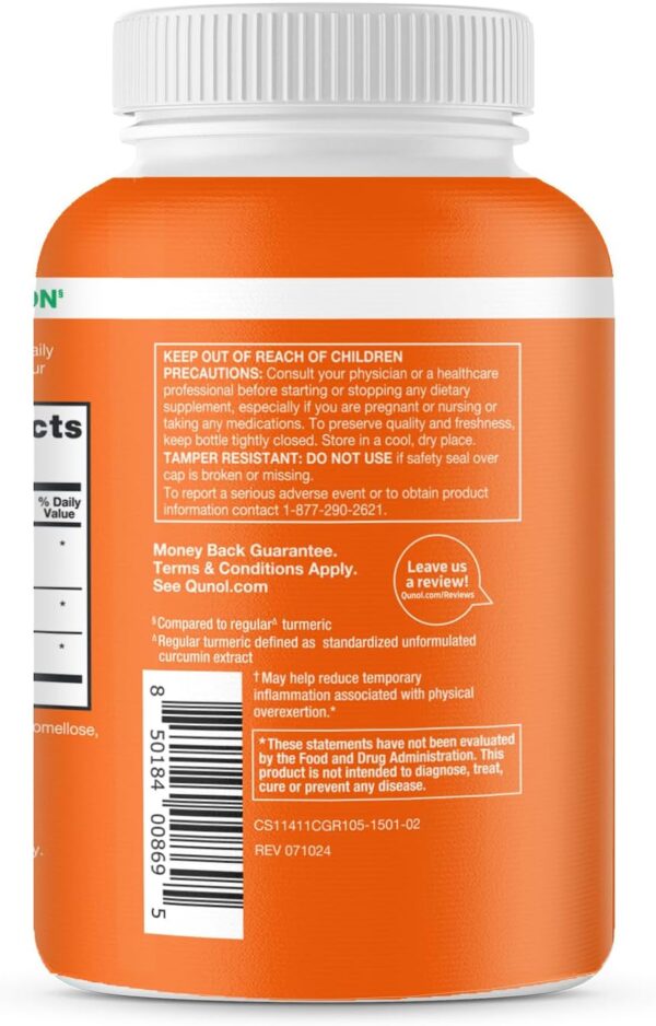 Qunol Turmeric Curcumin with Black Pepper & Ginger, 2400mg Turmeric Extract with 95% Curcuminoids, Extra Strength Supplement, Enhanced Absorption, Joint Support Supplement, 105 Count