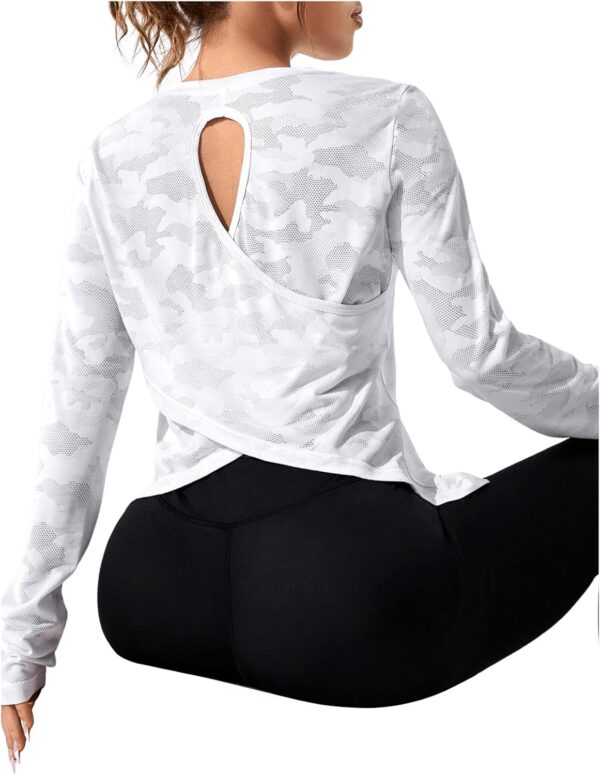 SweatyRocks Women's Lightweight Long Sleeve Workout Sports Activewear T Shirts Criss Cross Back Yoga Sports Tee